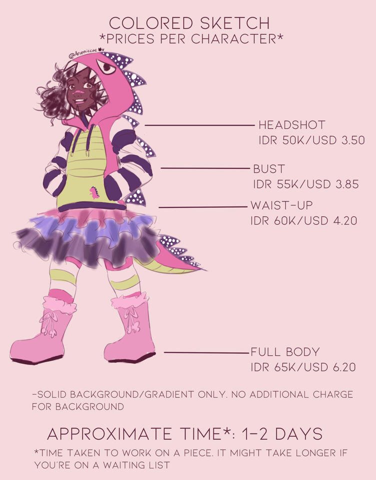 Colored Sketch Prices